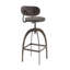Tabouret de bar industriel à dossier moyen en métal et bambou à grain de bois pressé espresso-97697177-97697178