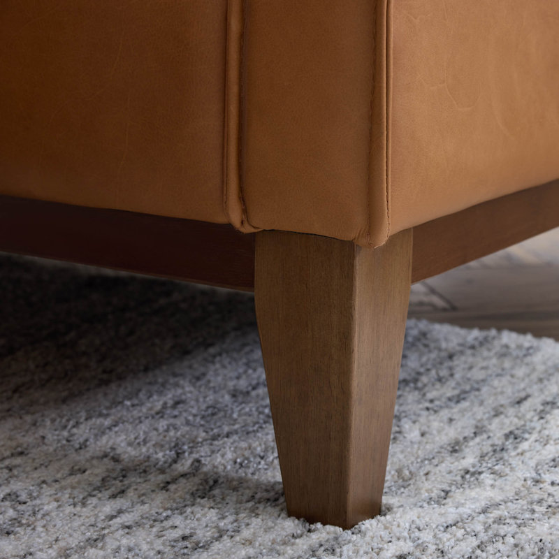 Canapé en cuir 85 po Cascades, Cuir véritable châtaignier