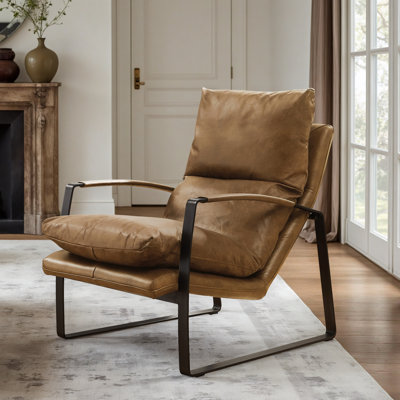 Zawacki 25.5" W Genuine Leather Lounge Armchair