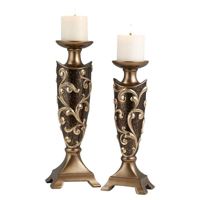Elegant Baroque Polyresin Candleholders Ideal For Modern And Transitional Spaces