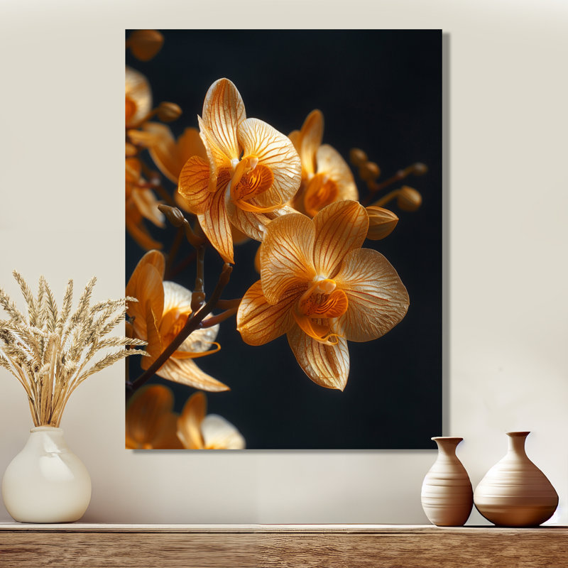 Orchidées noires parfumées Fusion III - art mural Orchidées, Toile tendue, H 12 po x l 20 po