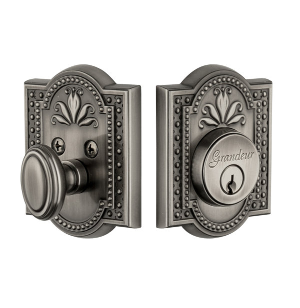 Parthenon Double Cylinder Deadbolt, Antique Pewter