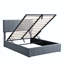 Lit plateforme tapissier double avec système de rangement hydraulique-129915748