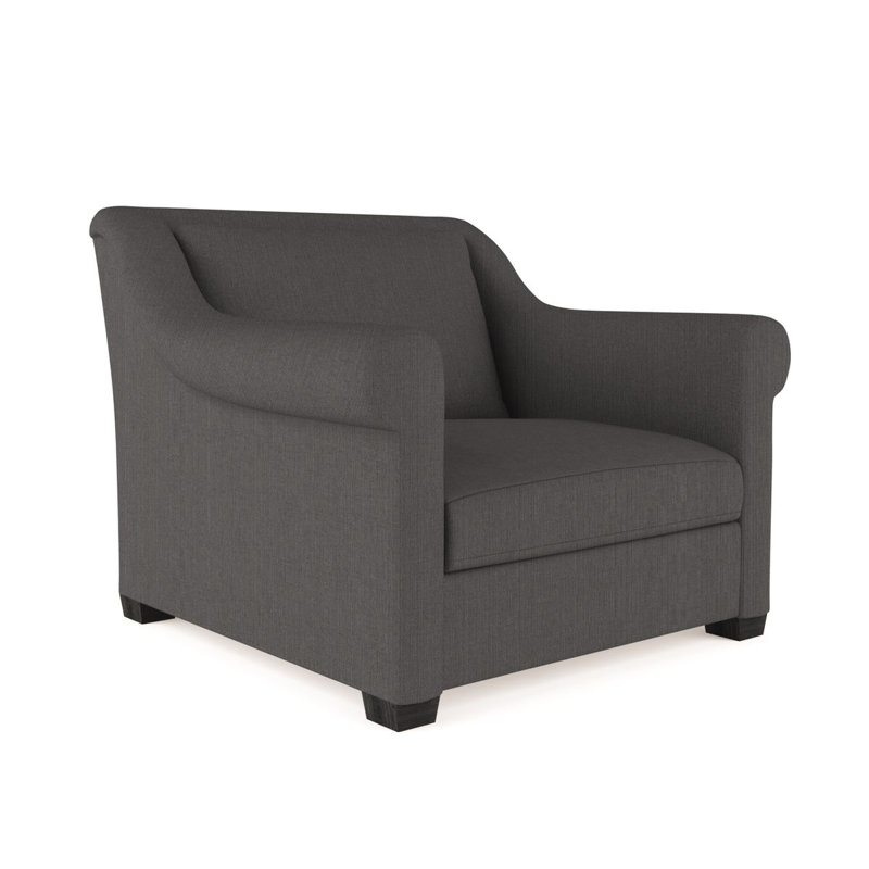 Chaise avec accoudoirs roulés Thompson, H 32 po x l 43 po x P 46 po, Peluche velours rosé, Ébène