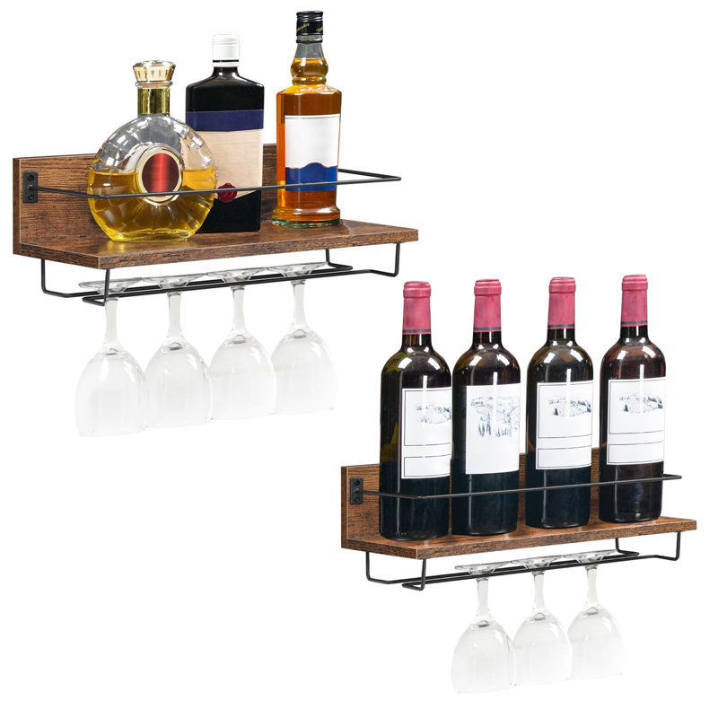 Open Shelving Wine Bottle Rack Brown