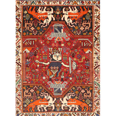 Tapis traditionnel gris / rouge