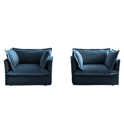Ensemble de 2 fauteuils avec housse, ensemble de chaises d'appoint à siège profond pour salon, salle de lecture, chambre à coucher et espaces de travail, ensembles de fauteuils avec grands coussins moelleux