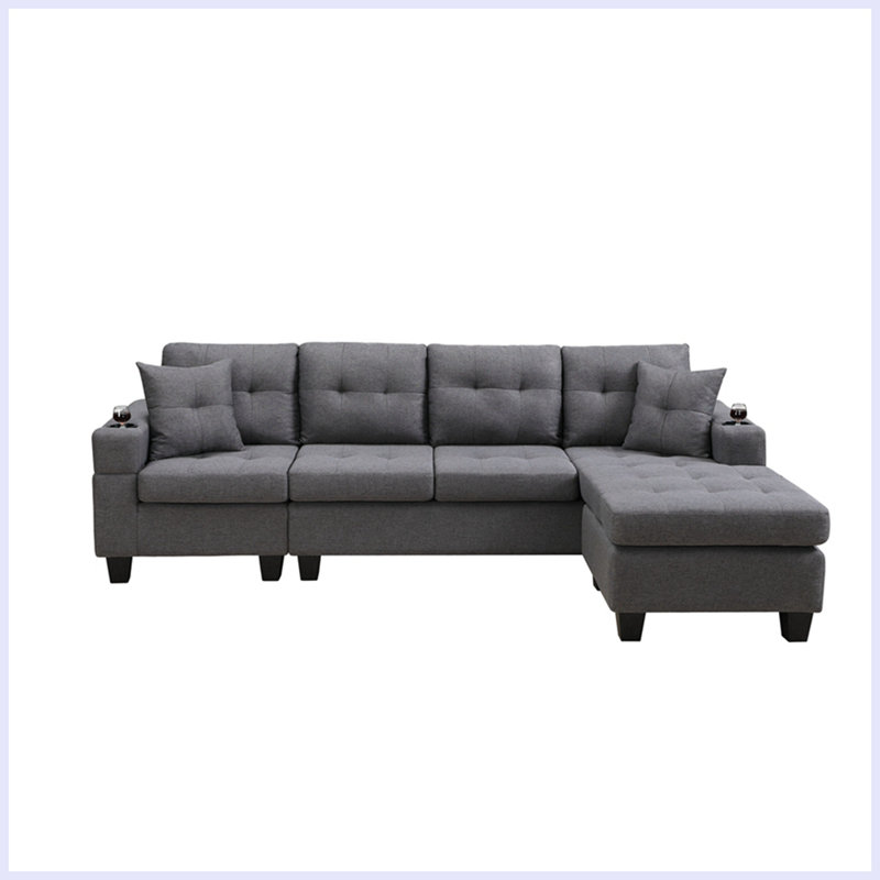Canapé à accoudoirs carrés 97 po Walberg, 100 % polyester gris