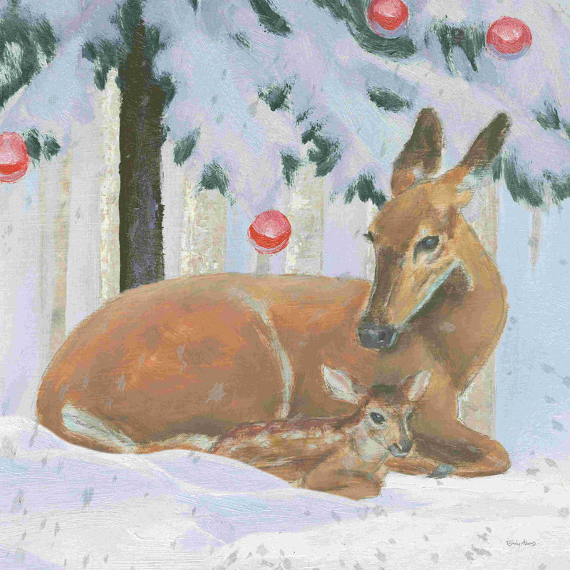 «Christmas Critter Bright VIII» par Emily Adams - peinture sur toile tendue, H 12 po x l 12 po, Toile tendue, Non