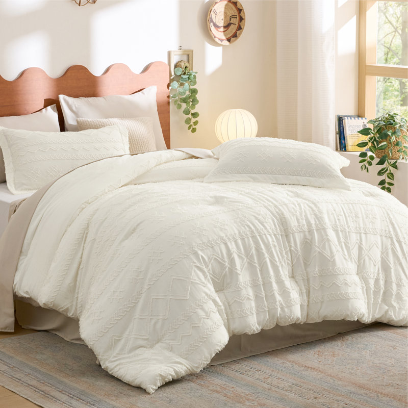 Best Seller Bedsure Embroidered Tufted All-Season Comforter Set, Twin Comforter + 1 Standard Sham, Snow White