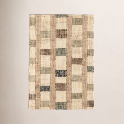 Mosaic Blue Hand-Woven Geometric Jute Rug