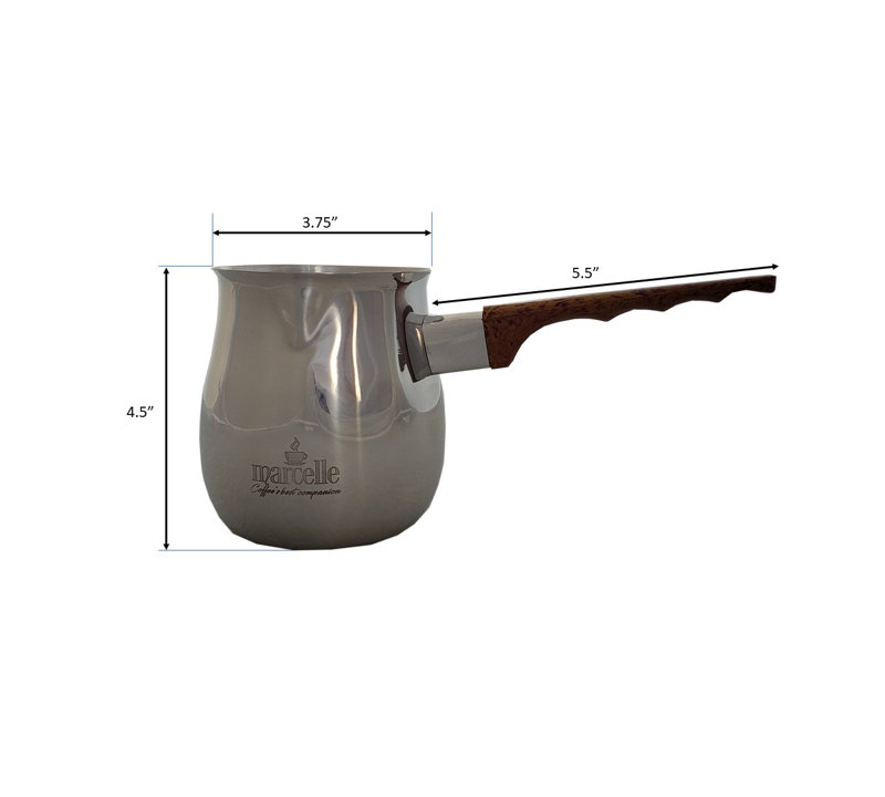 Réchaud à lait / café en acier inoxydable Marcelle, H 4,5 po x l 9,25 po x P 3,75 po