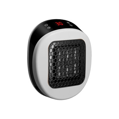 600W Ceramic Plug In Heater Fast Room Wall Indoor Heater Adjustable-Thermostat Timer And LED Display
