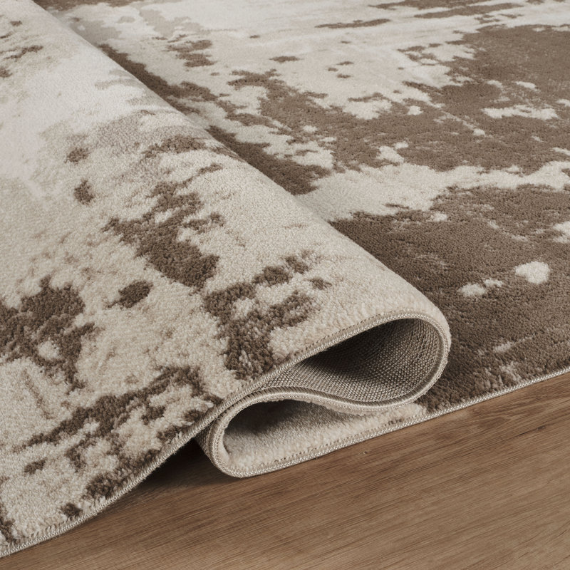 Tapis moderne abstrait beige / brun Blair, Beige/brun, 2 pi 0 po x 6 pi 0 po