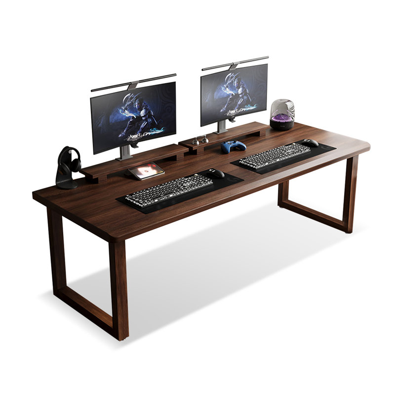 Noyer noir rectangulaire en bois massif avec bureau, H 29,53 po x l 70,87 po x P 31,5 po, Noir noyer