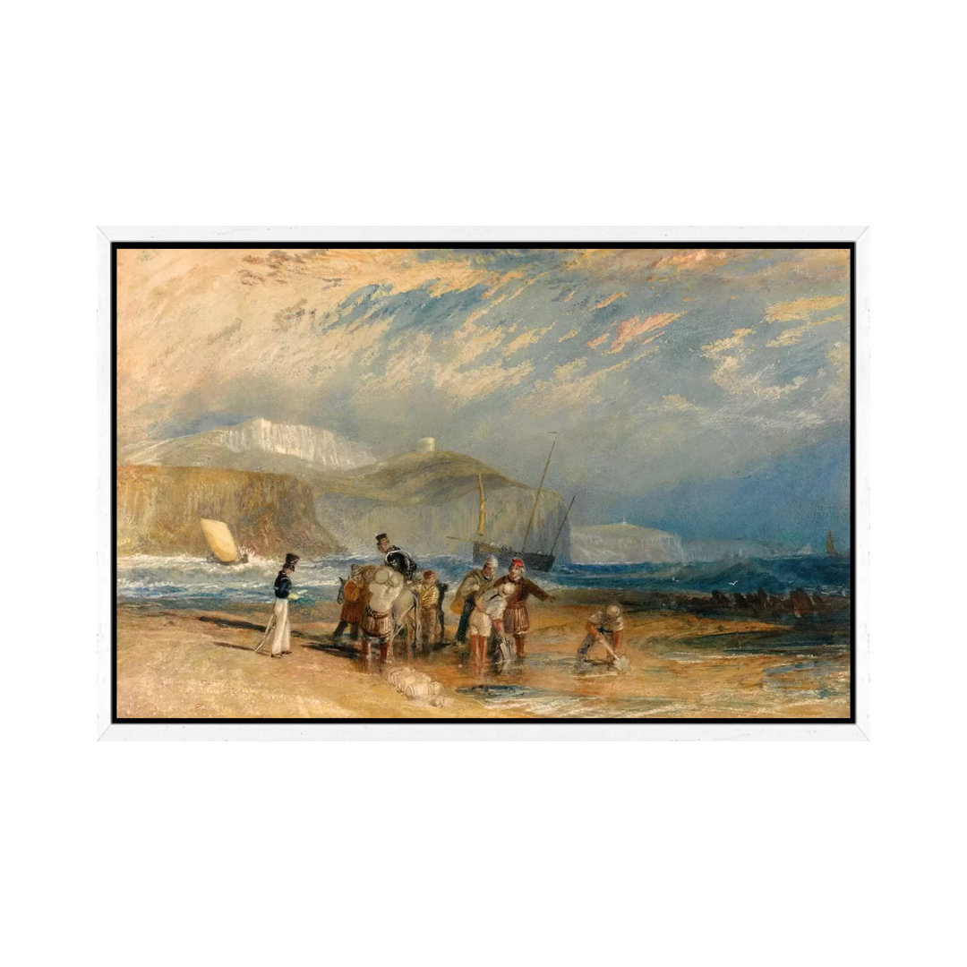 Folkestone Harbour And Coast To Dover von J.M.W. Turner - Galerie-verpackte Leinwand Giclée auf Leinwand