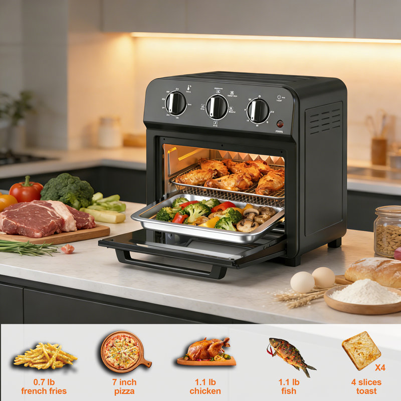 13QT Family-Size Air Fryer Toaster Oven Combo – 360° Hot Air Circulation for Healthy Oil-Free Cooking, Multifunctional Convection Countertop Oven with Adjustable Time & Temperature Control