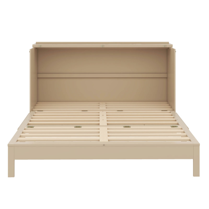 Grand lit escamotable avec tiroir de rangement encastré pratique, Doré