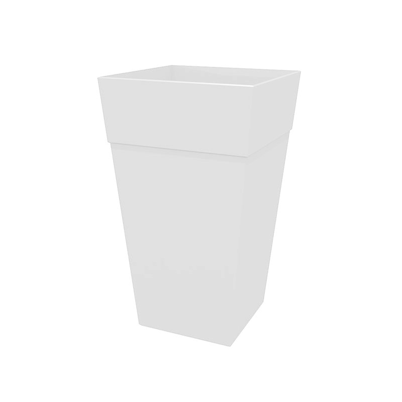 Modern 25-in Recycled Plastic Indoor/Outdoor Square Tapered Vertical Planter, Casper White
