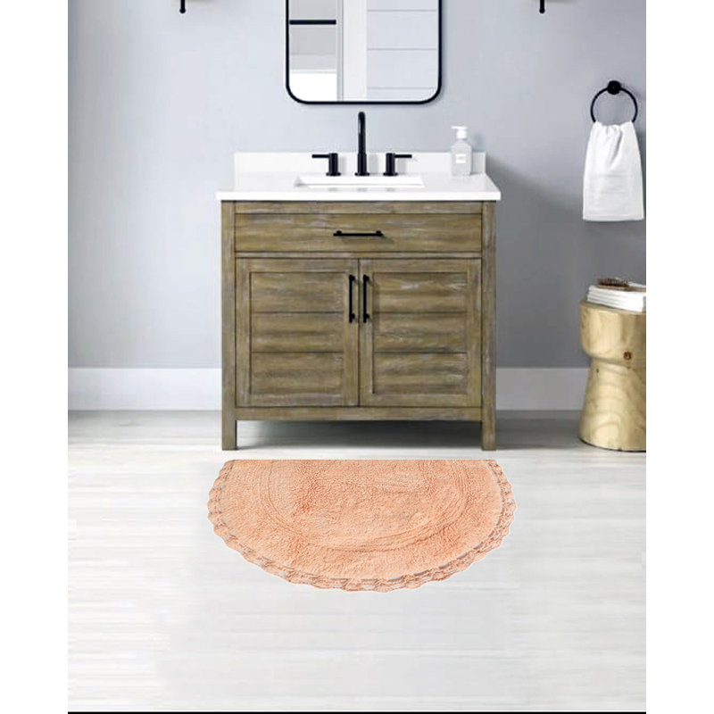 Sasuke 100% Cotton Non-Slip Bath Rug, Peach