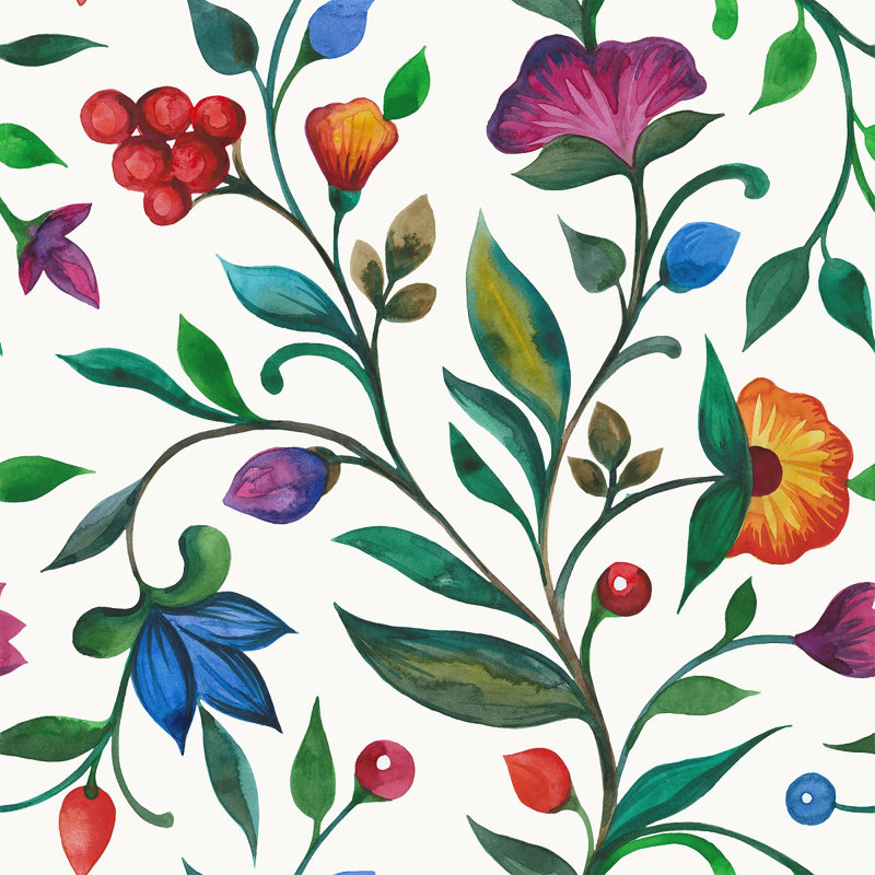 Panneau de papier peint adhésif coloré coloré L 10,4 pi x l 25 po Flowerson, L 225 po x l 25 po