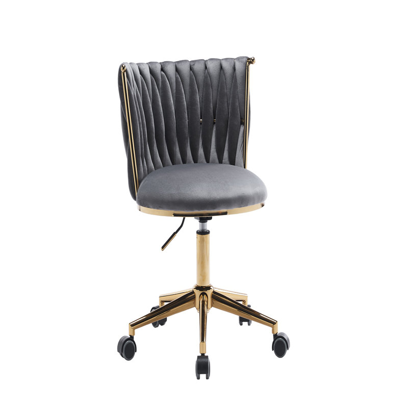 Velvet Home Office Chair, Dark Gray