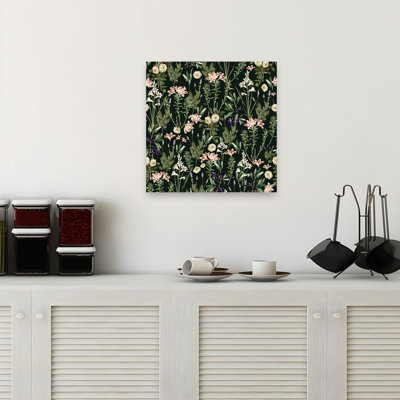 Dark Floral Bloom Classic Elegant Vintage Flower Nature Wall Art Print 1 Piece Wrapped Canvas Wall Art