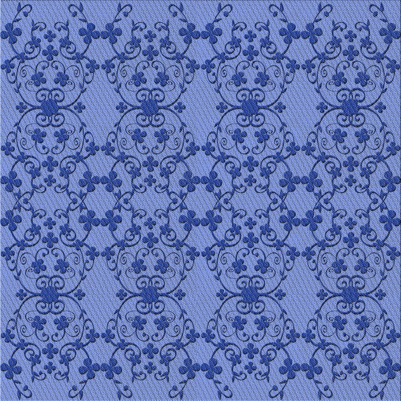 Tapis damassé bleu, Carré 4 pi