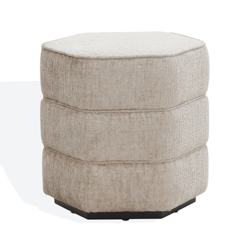 Rosaria Chenille Hexagon Ottoman, Taupe