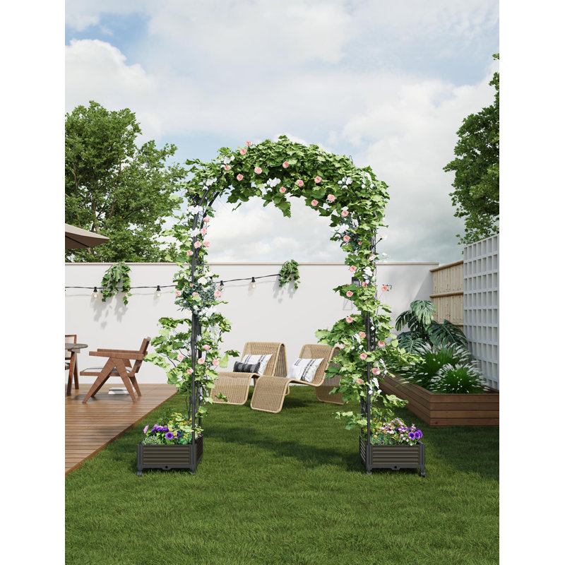 39.88cm W Metal Arbour in Black, 240.03cm H x 119.89cm W x 39.88cm D
