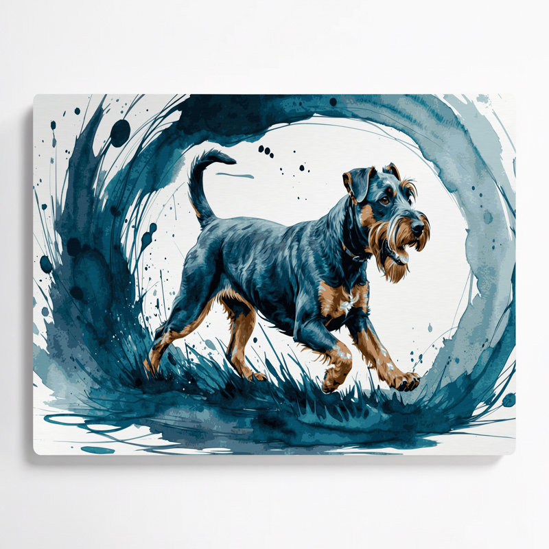 «Dogs Kerry Blue Terrier», art mural en métal vert, H 11 po x l 14 po