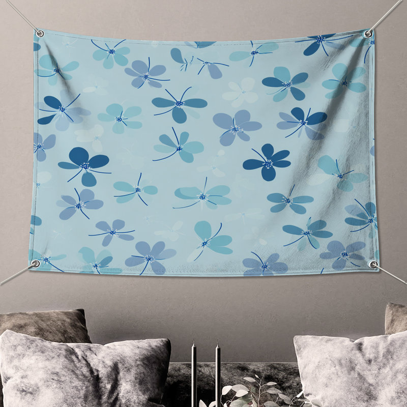 Tapisserie murale florale - Décoration murale à motif, H 104 po x 88 avec 4 œillets