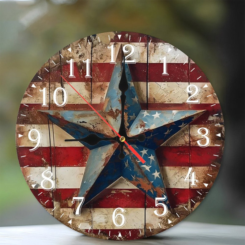 Horloge murale en bois 10 po, mouvement silencieux, à piles (piles AA non incluses), décor artistique, parfait pour les décorations