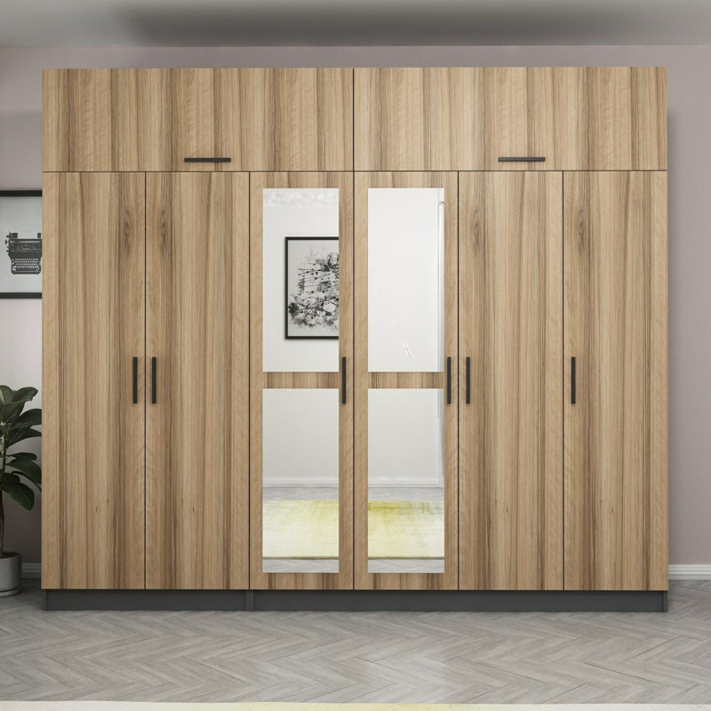 Elina Manufactured Wood Wardrobe, Brown, 255cm H x 270cm W x 52cm D