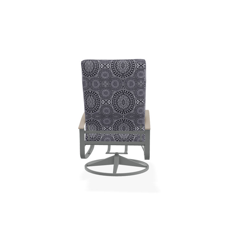 Belle Isle Outdoor Swivel Lounge Chair, Cabana Classic Black Stripe Sunbrella®, Desert P60, Textured Graphite