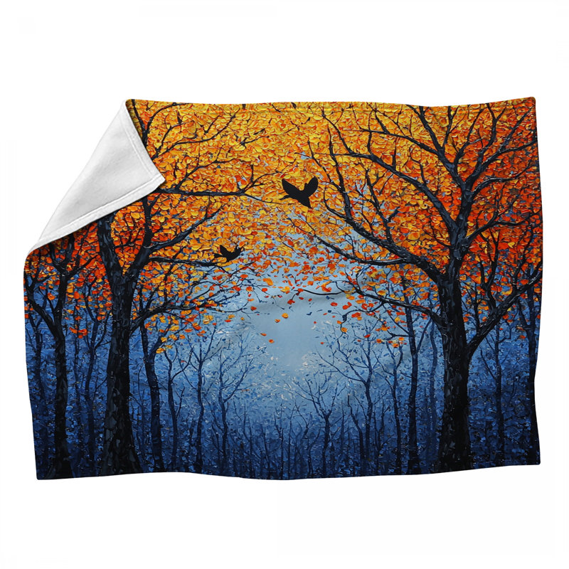 Jeté en molleton Autumn Trees - Jetés nature pour canapés ou lits, L 60 po x L 80 po