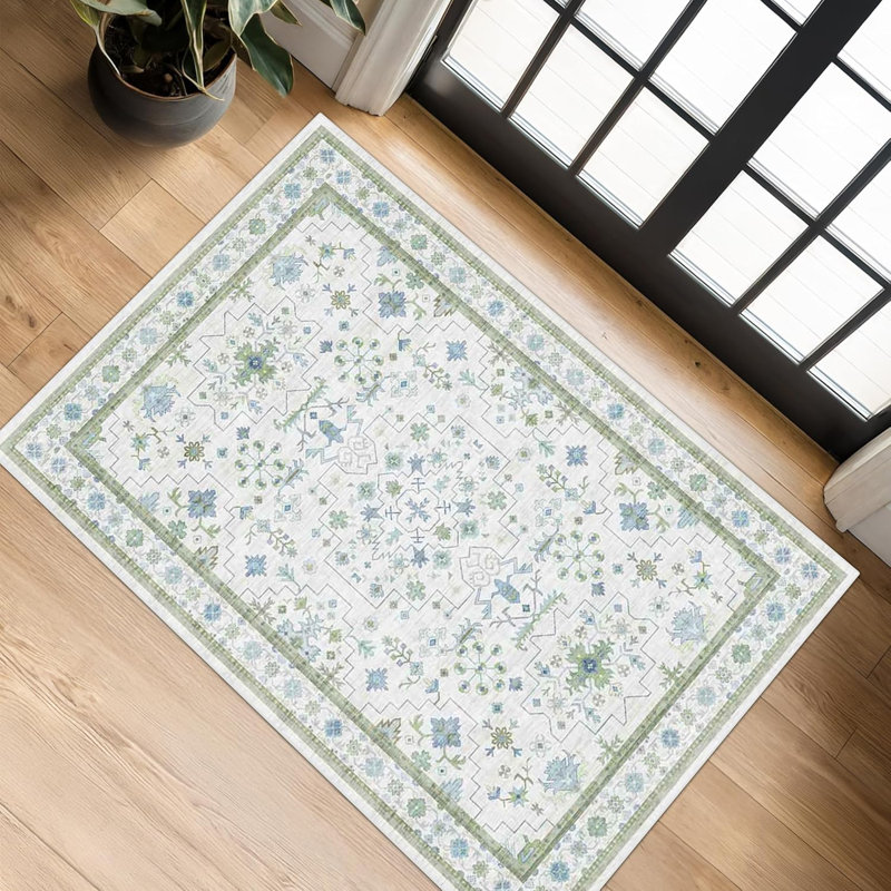 Tapis de cuisine lavables antidérapants, Rectangulaire 2 pi x 3 pi, Vert crème
