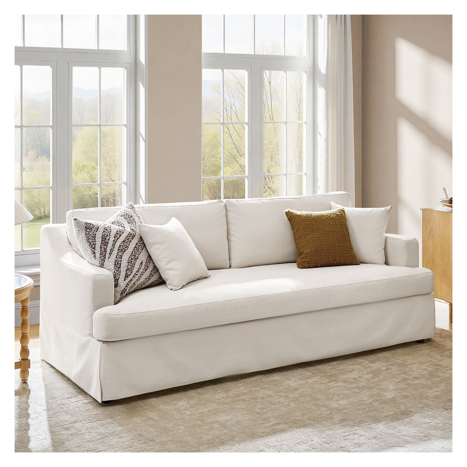 Lucie 88" Slipcovered Sofa, White