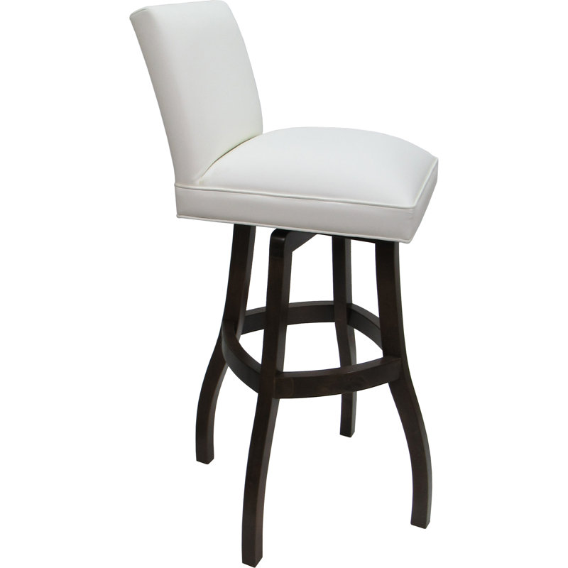 Tabouret de bar pivotant en bois sur base en S, Blanc, Noyer foncé, Bar Stool (34" Seat Height)