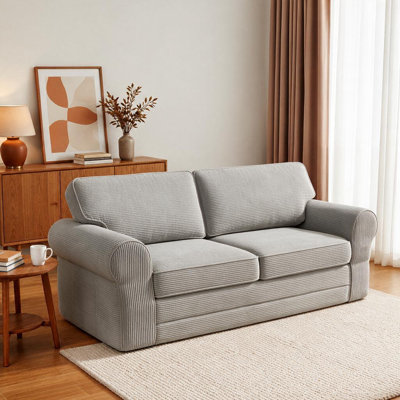 83" Boneless 2-Seater Upholstered Rolled Arms Couch & Modern Soft Corduroy Sofa for Living Room,Grey
