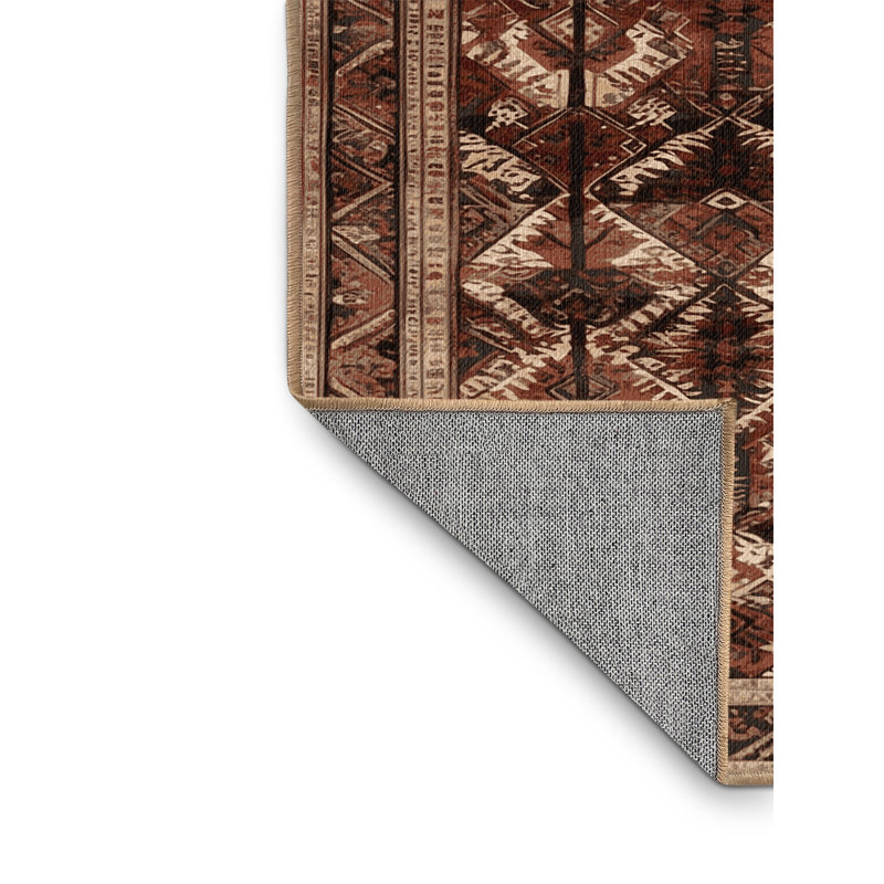 Machine Washable Persian Brown Area Rug, Rectangle 5' x 7'