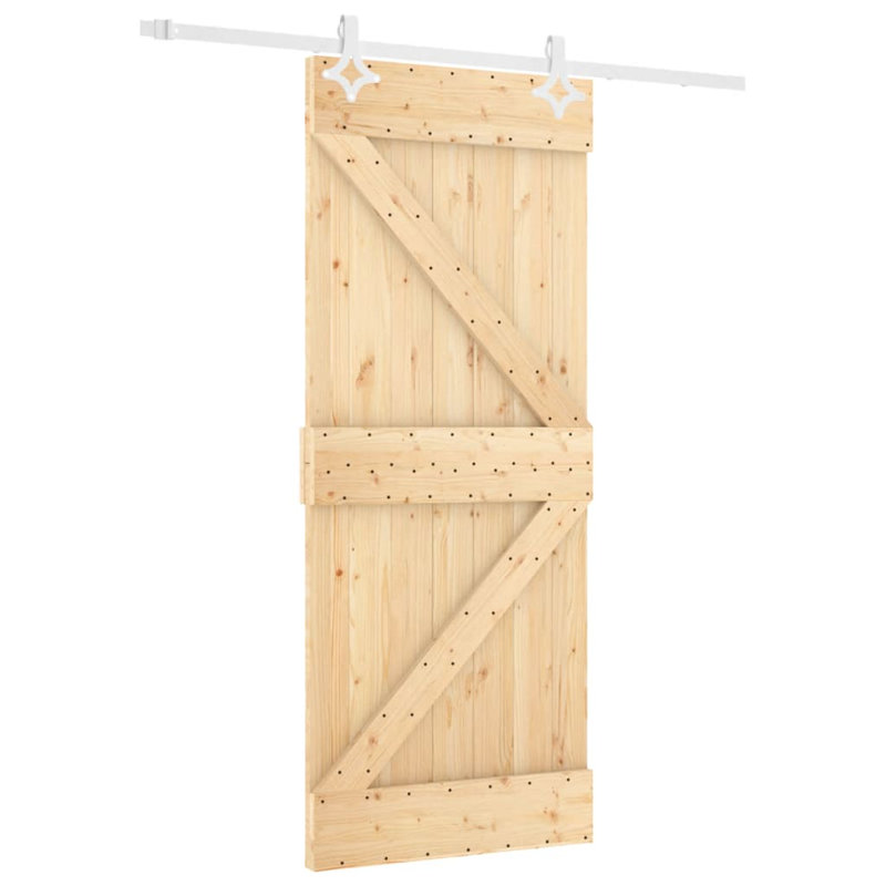 Porte coulissante avec quincaillerie Vidaxl, 27,6 po x 82,7 po, Blanc/naturel