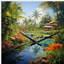 Bali Bliss Landscape II - Art asiatique, horloge murale asymétrique-106135372