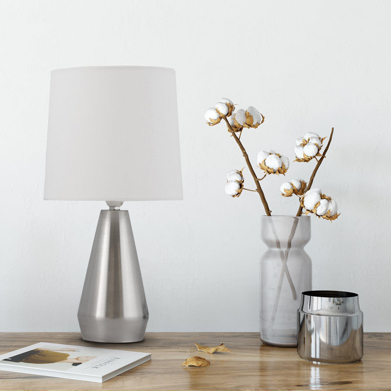 Dominic Metal Table Lamp, Brushed Chrome