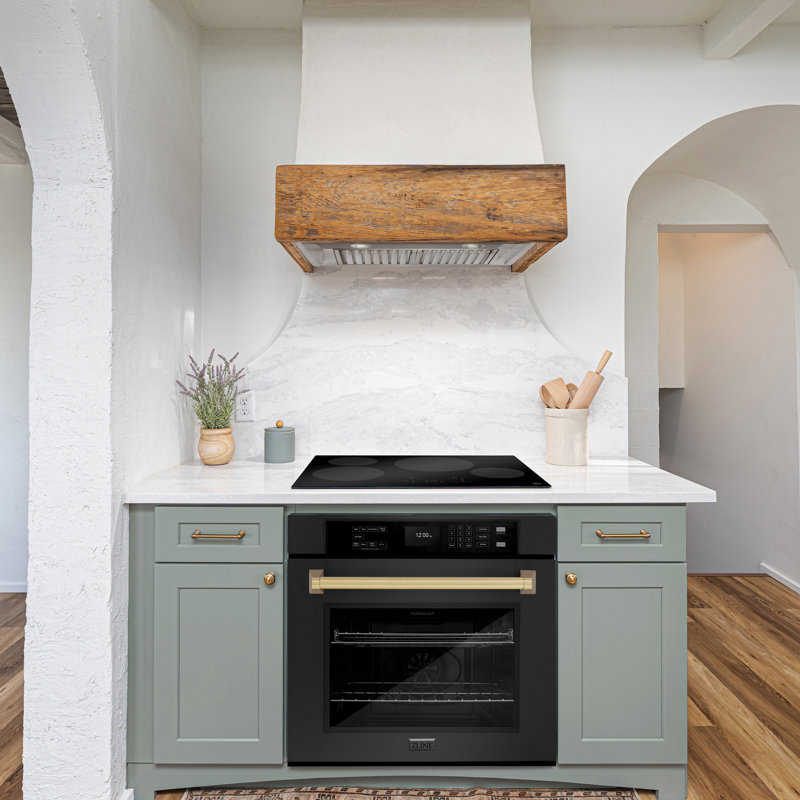 ZLINE 30 in. Autograph Wall Oven w/ Air Fry in Black Stainless Steel with Gold Handle, Champagne Bronze