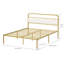 Structure de lit en métal et acier avec tête de lit tapissier moderne (grand) - beige et doré