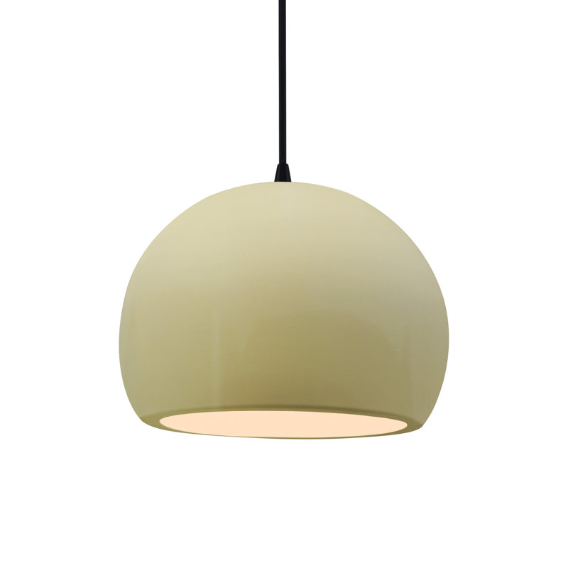 Luminaire suspendu à 1 lumière Aschwin, H 7,75 po x l 10 po x P 10 po, Vanille lustrée, Noir mat