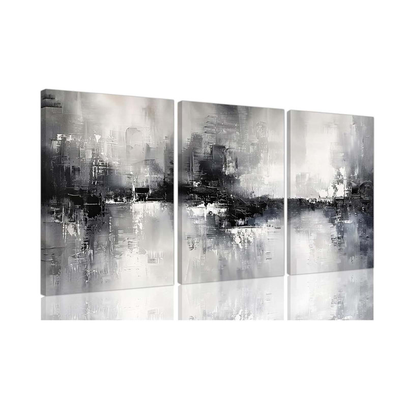 3 Piece Large Abstract Canvas Wall Art For Living Room, Modern Art Pictures Wall Decor, Contemporary Minimalist Prints, Home Artwork - Dining Room Office Framed