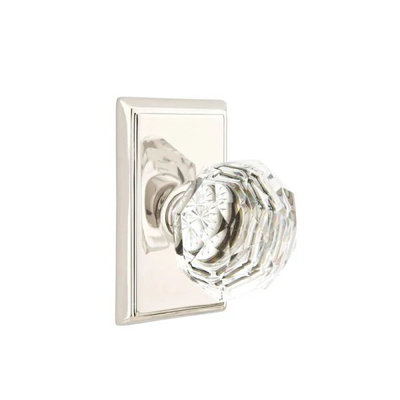 Ensemble de mortaise intérieure Emtek Passage avec rosette rectangulaire et bouton en verre Diamond (LH)