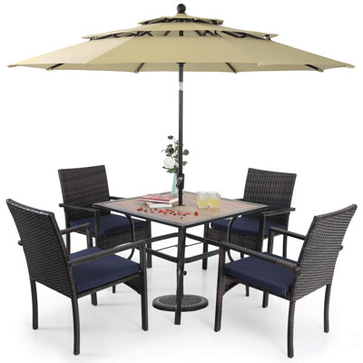 4 - Person Patio Dining Set with Square Table , Cushions Included